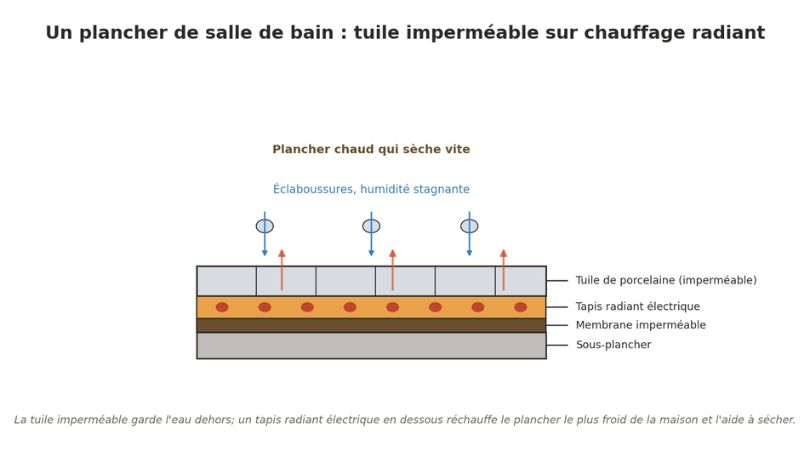 La tuile imperméable garde l'eau dehors
